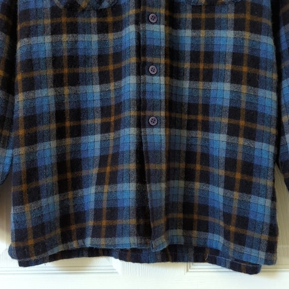 Kingsfield 90's Vintage Plaid Wool Blend Long Sleeve Button Down Shirt Blue L - Picture 8 of 12